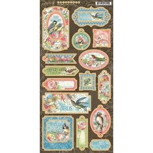 New! Graphic 45 Bird Watcher Collection Chipboard Embellishments